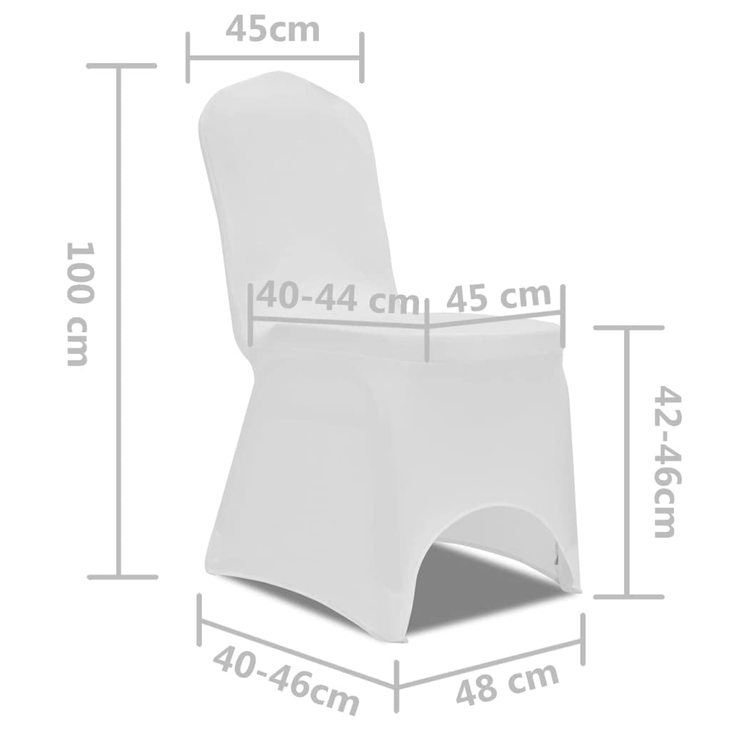 50 Stuhlhusse Stretchhusse weiß für Hochzeit Bankett Konferenz, passend für Stühle bis 100 cm Gesamthöhe, aus 10% Spandex dehnbarem Stretchstoff