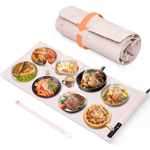 Warming Mat For Food Extra Large- 36"x16" Electric Warming Trays for Buffets Party, Food Warmers For Thanksgiving, Christmas House Warming Gift, Portable Heating Mat with 9 Temp Settings & 6H Timer by BOMOVA - Used condition - US$60.59