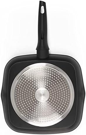 Russell Hobbs RH01674BEU7 Opulence Collection Non-Stick 28 cm Griddle Pan, Induction and Dishwasher Safe, PFOA Free, Black and Gold, Aluminium, Grill Pan, Sear, Fry, Metal Utensil Safe, Easy Clean