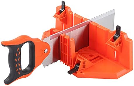 KATSU Mitre Box with Tenon Saw 14 Inch, Multi-Angle Cutting with Clamp Hand Saw Set Adjustable and Lockable for Woodworking DIY, Home Decoration, Photo Frames 313572