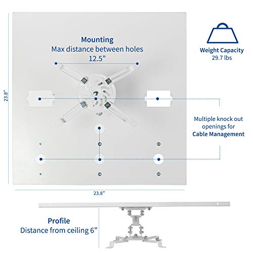 Vivo Universal Adjustable 2 X 2 Feet Drop Ceiling Projector Mount, Suspended Drop-In Ceiling Projection Mounting Kit, White, Mount-Vp07Dp #TOP1