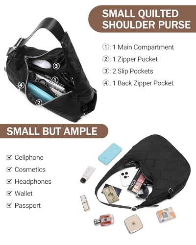 BAVERGE Nylon Crescent Bag Women Small Quilted Shoulder Purse Women's Hobo Handbag with Coin Wallet Mini Tote4