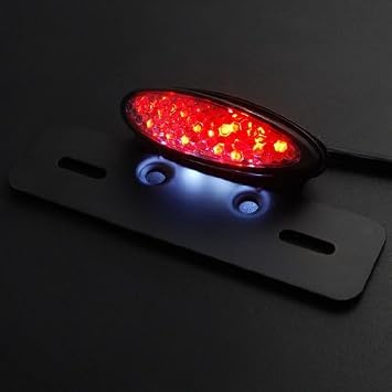 Motorcycle Tail Brake Stop License Plate Light LED Integrated Taillight Brake Light Red & White