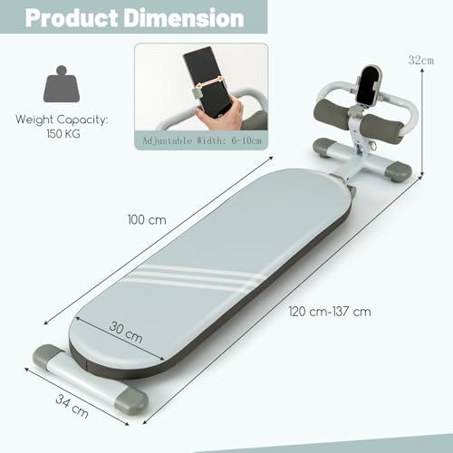 COSTWAY Sit Up Bench, 150KG Foldable Abdominal Training Workout Bench with 3 Gear Adjustable Angles and Adjustable Length, Versatile AB Crunch Machine Fitness Equipment for Home Gym - Image 7