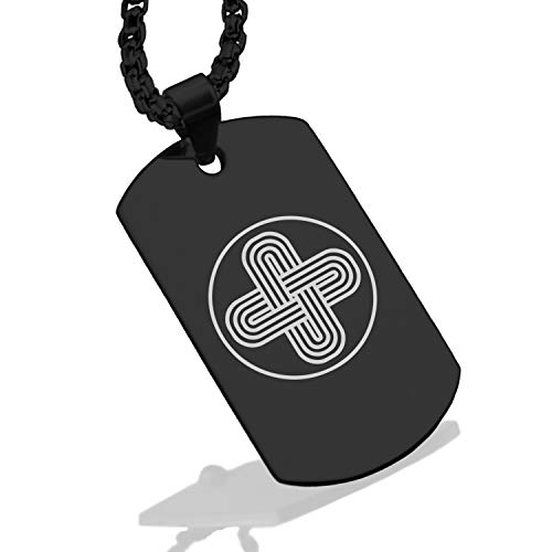 Comfort Zone Studios Stainless Steel Celtic Solomon's Knot Dog Tag Pendant Necklace, Black