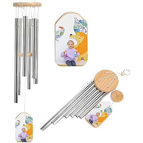 SXLONG Personalized Custom Wind Chimes, Memorial Engraved Gifts, Wind Chimes for Memorial Gifts Birthday Gifts, Outdoors or Indoors with Photo Text Cover