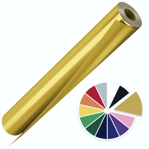 Artcut Vinilo Textil Termoadhesivo 30.5x300cm, HTV Vinilo Textil, Vinilo Termoadhesivo Textil, FáCil de Cortar, Rollo de Vinilo Transferencia de Calor para Ropa De Bricolaje, Sombrero (Oro)