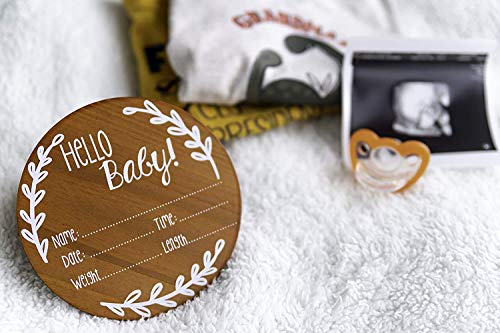 Nana's Little Angels Birth Announcement Sign 5 Inch Cherry “Hello Baby” Newborn Baby Announcement Sign With White Paint Marker Wooden Disc Baby Announcement For Hospital Pictures & Photo Prop… #TOP1
