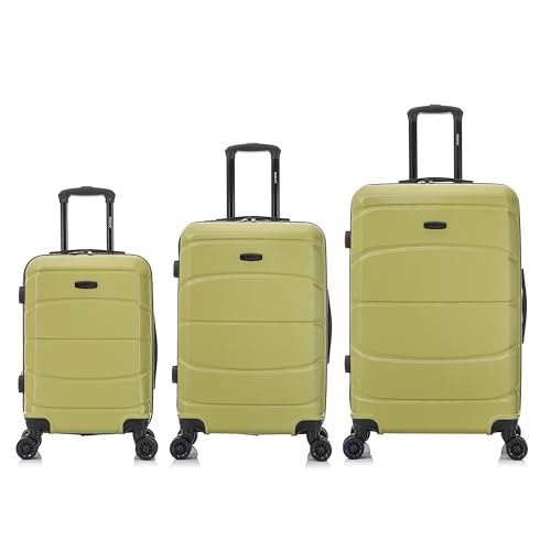 Image of DUKAP SENSE 3-Piece Hardside Spinner Luggage Set Durable Zipper Green