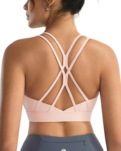 Image of RUNNING GIRL Sports Bras for Women,Strappy Crisscross Back Padded Low Impact Running Sports Bra with Removable Cups