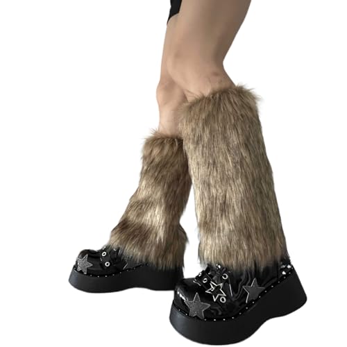 Fuzzy Faux Furs Leg Warmers Furs Long Cuffs Has Elastic Pair Carnivals Boot Uniform
