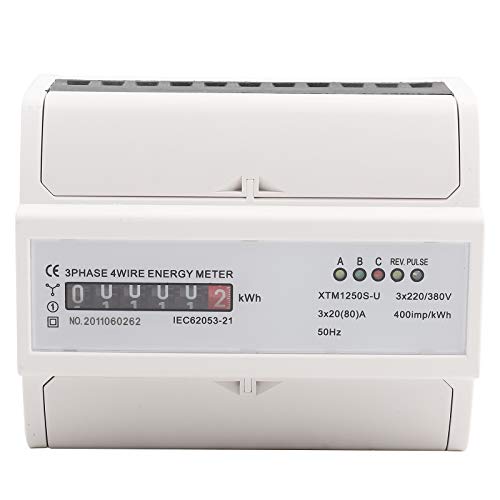 Nutriess 3 Phase Electric Meter 20(80) A Digital 4 Wire DIN Rail Energy Meter Electronic KWh Meter for Industrial with Advanced Monitoring