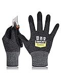 DEX FIT Level 5 Cut Resistant Gloves Cru553, 3D-Comfort Fit, Firm Grip, Thin & Lightweight, Touch-Screen Compatible, Durable, Breathable & Cool, Machine Washable; Black Grey M (8) 1 Pair