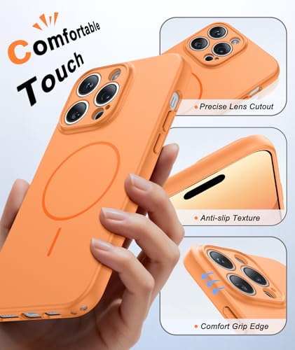 Image of FNTCASE for iPhone 14 Pro Max Case Orange: [Compatible with Magsafe] Solid Matte 14 Pro Max Magnetic Phone Cover with [Full Camera Protection] [Screen Protector] Military Grade Shockproof Protective