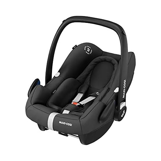Maxi-Cosi Rock 8555672110 barnstol, säker i-Size baby barnstol, grupp 0+ (0-13 kg), kan användas från födseln till ca 12 månader, eterisk svart, grå, 3,9 kg