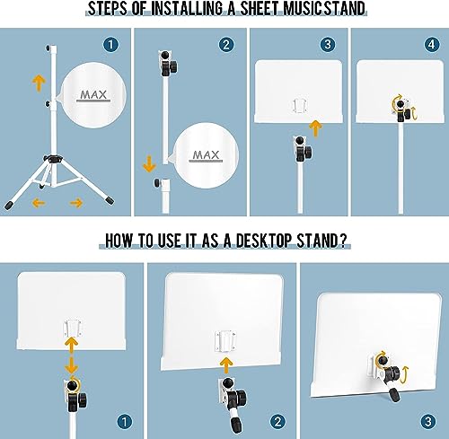 Image of CAHAYA Metal Music Stand Foldable Height Adjustable Music Stand & Table Stand 2 in 1 Dual Use with Waterproof Carry Bag, White CY0194-2