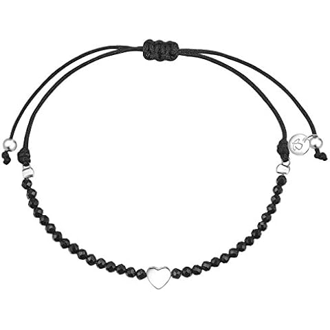 Pulsera de textil con corazón de plata de ley 925 Cover