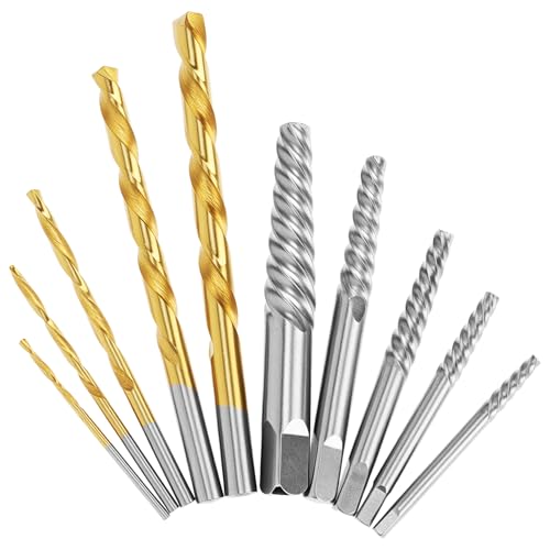Miniatura 2 de Qwork Extractores De Tornillo Con Brocas De Cobalto A Mano, Kit De 10 Piezas, Hss Con Revestimiento De Titanio, 2-7,5 Mm
