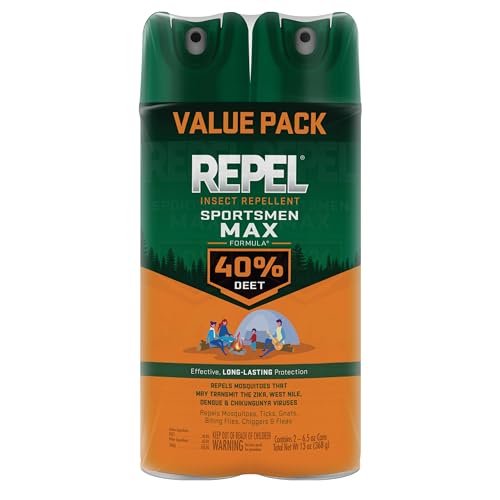 Repel Insect Repellent Sportsman Max Formula (2 Count), Repel Mosquitoes Ticks and Gnats, Long-Lasting Protection, 40% DEET (Aerosol Spray) 6.5 fl Ounce