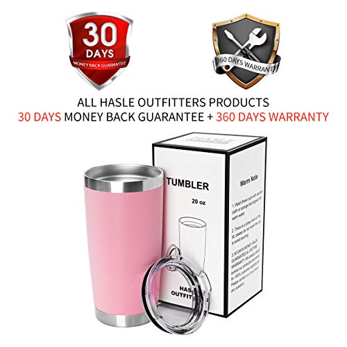 HASLE OUTFITTERS 20oz Tumblers Stainless Steel Mugs with Lid Double Wall Vacuum Insulated Coffee Cups for Cold & Hot Drinks 1 Pack Pink - Thumbnail 7