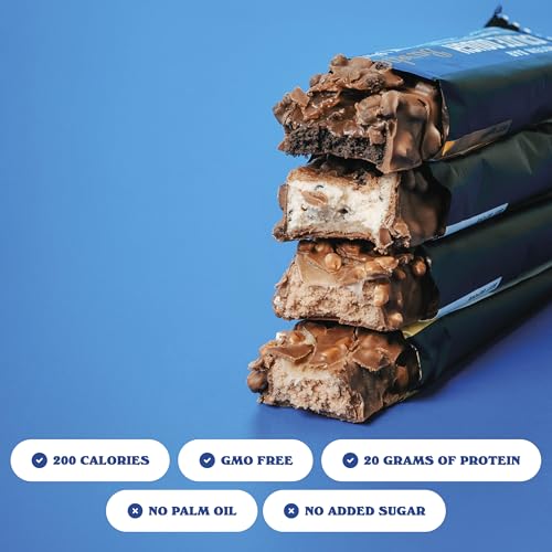 barebells protein bars variety pack - 12 count 19oz bars - protein snacks with 20g of high protein - chocolate protein bar with 1g of total sugars - perfect on the go protein snack amp breakfast bars