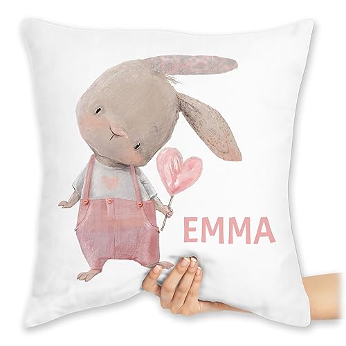 Kissen 40x40 Zierkissen - Süßer Hase Mädchen mit Name personalisiert I...