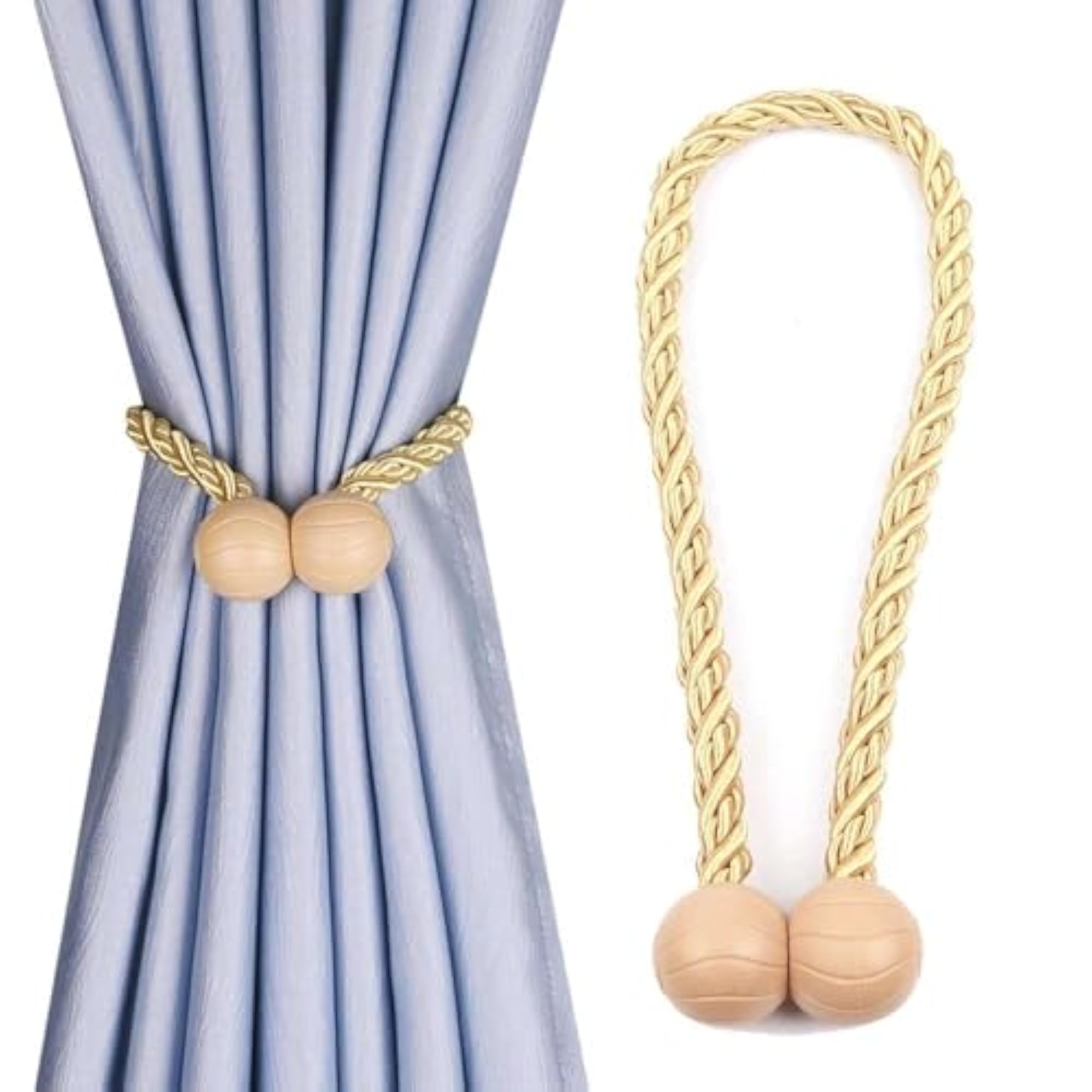 Elegant Gold Magnetic Curtain Tiebacks - Ball Design
