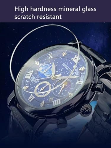 Image of MINILUJIA 50M Waterproof Men World Map Watches Creative Starry Universe Earth Globe Moon Sun Rotating Eye-catching Personalized Cool Unique Mens Watches