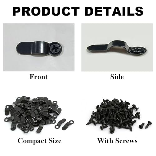 Image of TopHomer 100 PCS Frame Turn Button, Metal Bow Shape Picture Frame Hardware Backing Clips with 100PCS Screws for Hanging Pictures, Photos, Posters, Drawing Crafts(Black)