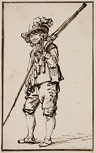 Tableau un soldat debout avec un mousquet sur l'épaule de Govert Flinck impression sur toile 60x90cm