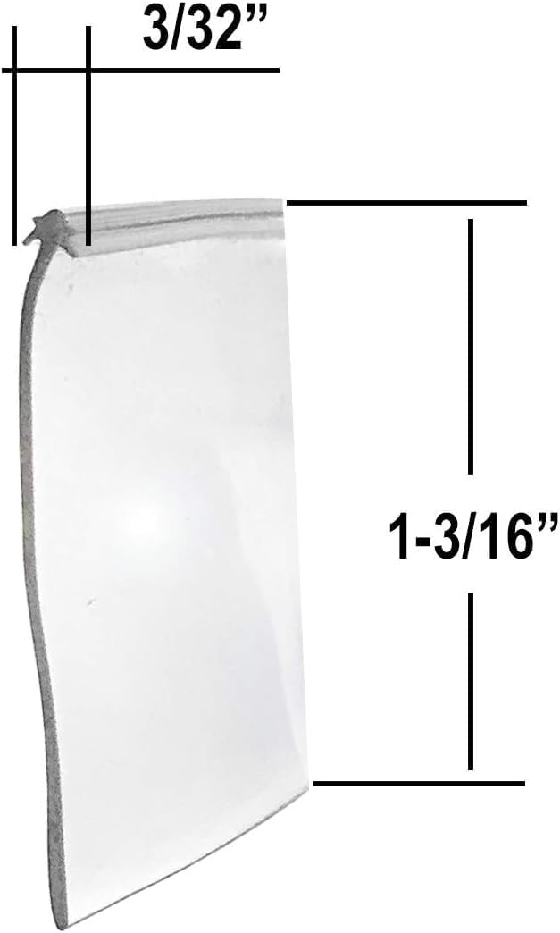 Gordon Glass® Framed Shower Door Bottom Soft Vinyl Sweep Seal, Star Insert Shape, 36 inch Long, 1-3/16 inch Strip Height, Transparent, 3/32 inch Star Tip Insert