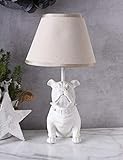 Mops Tischlampe Bulldogge Bulli Leuchte Weiss Tischleuchte Hund Landhaus Lampe cw073 Palazzo Exklusiv