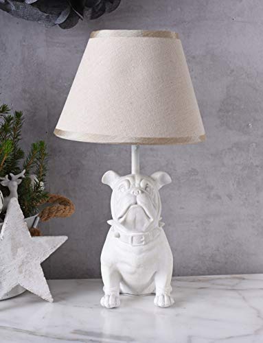 Mops Tischlampe Bulldogge Bulli Leuchte Weiss Tischleuchte Hund Landhaus Lampe cw073 Palazzo Exklusiv