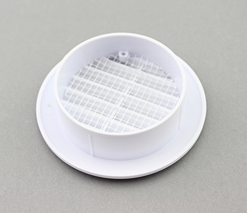Lüftungsgitter Abschlussgitter rund Ø 90 mm weiß mit Insektennetz Gitter ABS Kunststoff witterungsbeständig Insektenschutz