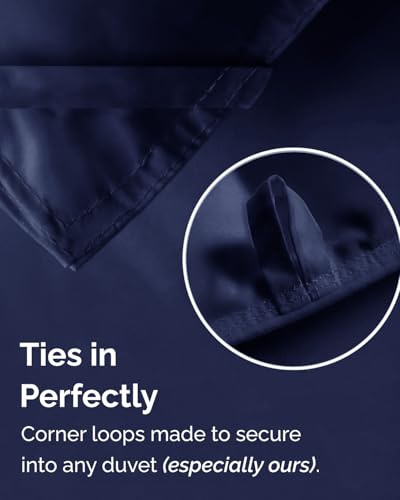 Image of Twin Size, Navy Blue Alternative Down Comforter - Warm, Lightweight & Breathable Hotel Quality Bedding Set for Men, Women, Kids & Teens - All Season Oversized Cooling Microfiber Duvet Insert Comforter