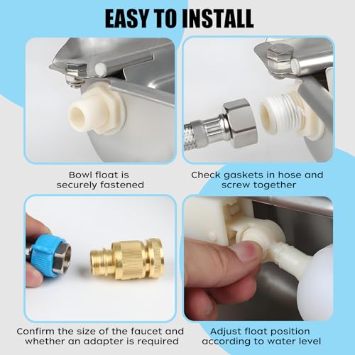 Retalpq PT89001 Automatic Water Dispenser For Dogs,Dog Water Bowl Dispenser,Goat Waterer,304 Stainless Steel Livestock Dispenser,Automatic Horse Waterer,Livestock Water Bowl,Outdoor Water Bowl thumb #3