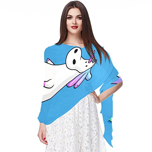 Écharpe mousseline de soie licorne rose foulard femme multicolore en tissu léger doux