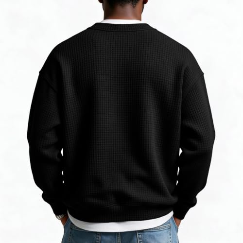 Layered Comfort Waffle Tea for Men Long Sleeve V Neck Fall Casual Shirts - image 5
