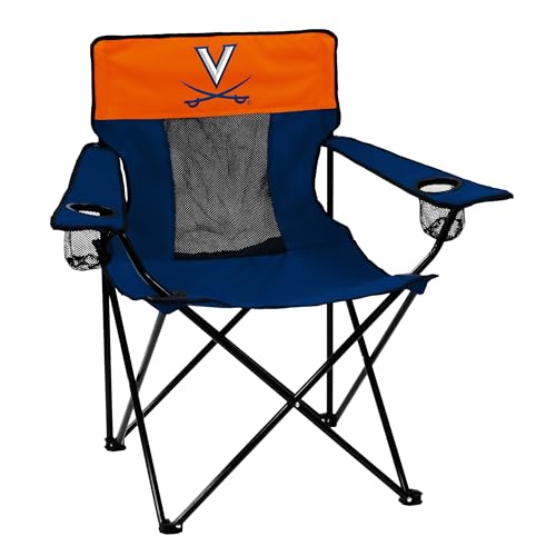 Logo Brands NCAA Virginia Cavaliers Elite Portable Chair - Premium Outdoor Chair with Cup Holder, Powder-Coated Steel Frame, Lightweight and Portable for Tailgating,and Sporting Events by Logo Brands - Used condition - US$48.23
