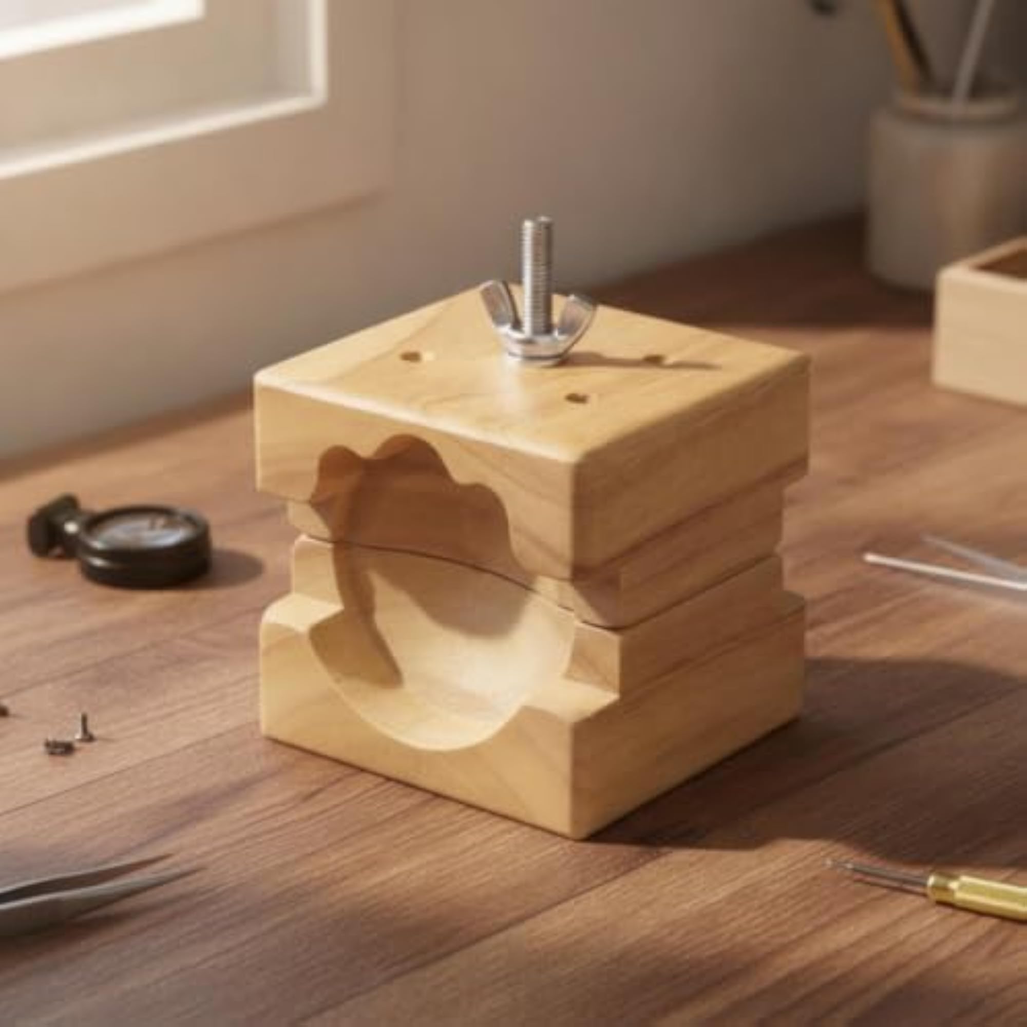 Watch Case Holder Block Adjustable Tool for Watchmakers