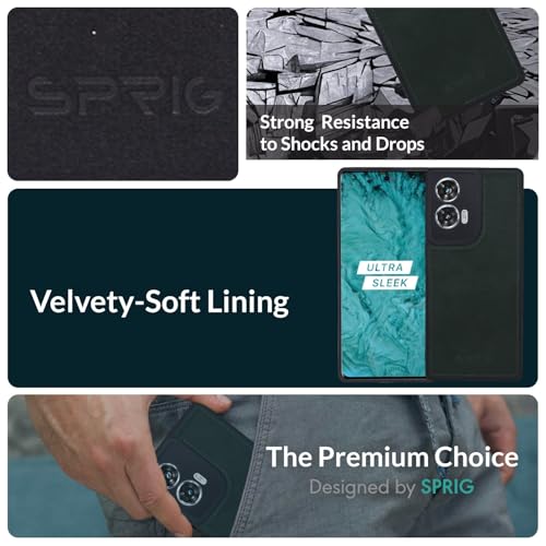 Image of SPRIG Compatible with Moto G96 Matte PU Leather TPU Premium Back Cover Drop Tested Shock Proof Mobile Case for Men, Women, Boys and Girls with Camera Protection (Green)