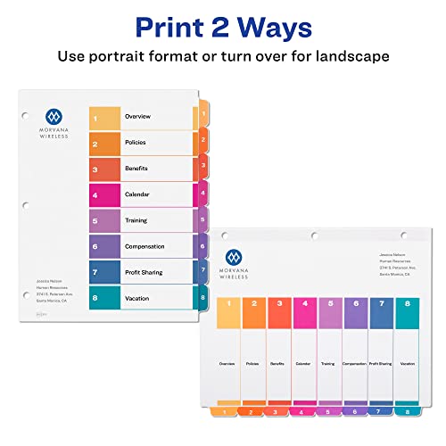 Avery 11186 8 Tab Dividers For 3 Ring Binders, Customizable Table Of Contents, Multicolor Tabs, 6 Sets thumb #2
