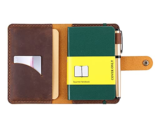 Image of Leather Journal Cover for 3.5 inchx5.5 inch Hardcover Notebook, Rustic Handmade Leather Notebook Cover Compatible with Moleskine Pocket Size Hardcover Notebook,Brown