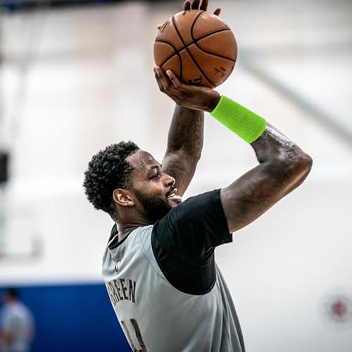 Image of 6 Inch Wrist Sweatbands Tennis Wrist Bands Absorbent Sweat Band for Men and Women Sport Long Wrist Bands, Breathable Cotton Athletic Sweatbands for Basketball, Workout, Running (4 Pack)