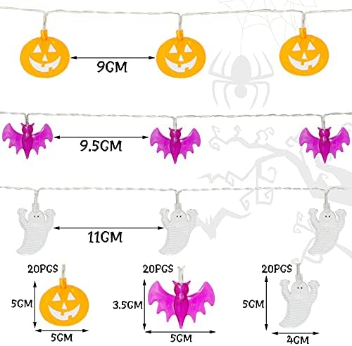 Halloween String Lights, 3 Pack Halloween Decorations Lights Kit with 3x20 LED, 3x10Ft Holiday Lights, Battery Powered Waterproof String Lights Indoor/Outdoor Halloween, Holiday Party Decoration