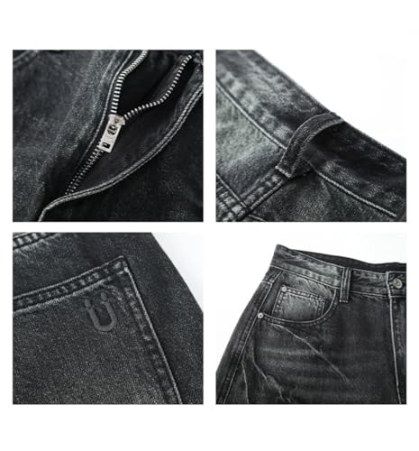 Men's American High Street Gradient Washed Jeans Loose Casual Old Wide Leg Jeans2