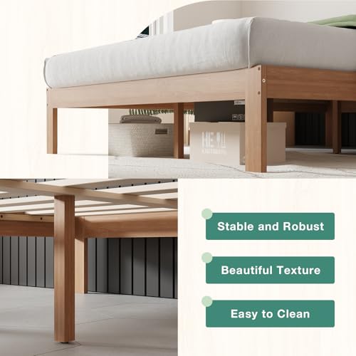 Novilla N-F14001-F/12-NT-N1 Inch Wooden Full Size Bed Frame, Classic Solid Wood Platform Bed Frame Full Size thumb #5