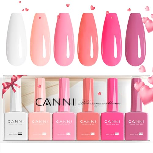 CANNI 6Pcs 9ml Pink Gel Nail Polish Set- Hot Pink Gel Polish Kit ...