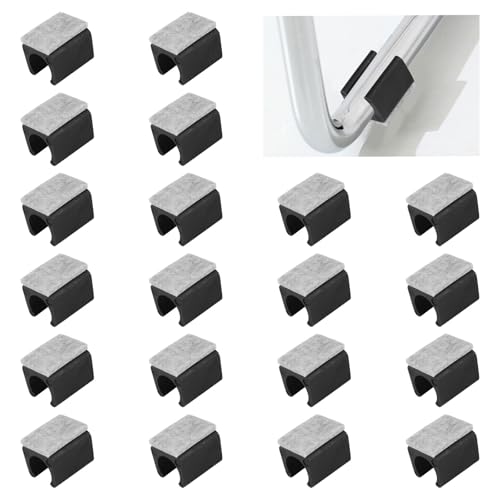 UFURMATE Almohadillas para silla, 20 protectores de suelo de plástico de 15 mm con almohadillas de fieltro, protectores de suelo de tubo de silla en forma de U, antideslizantes, puntas rectangulares