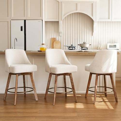 IWOOD Mid Century Swivel Bar Stools Set of 3